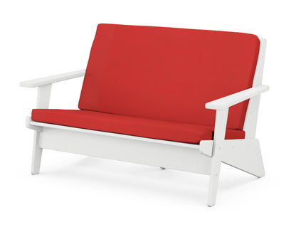 POLYWOOD® Riviera Modern Lounge Loveseat in White / Crimson Linen