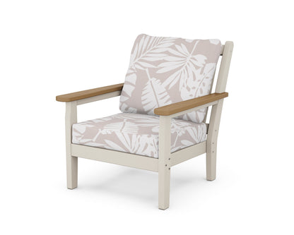POLYWOOD® Chippendale Deep Seating Chair in Sand / Natural / Leaf Dune Burlap