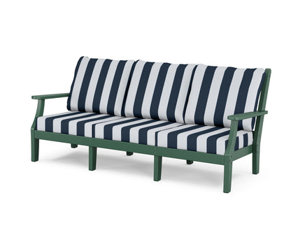 Country Living Wovendale Deep Seating Sofa in Green / Cabana Stripe Marine Indigo