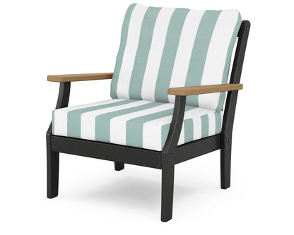 POLYWOOD® Braxton Deep Seating Chair in Black / Natural / Cabana Stripe Glacier Spa