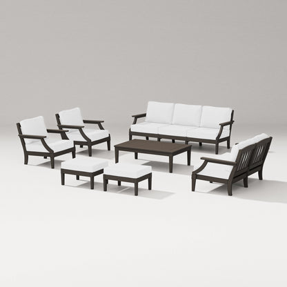 PW Designer Series Estate 7-Piece Lounge Sofa Set in Vintage Coffee / Natural