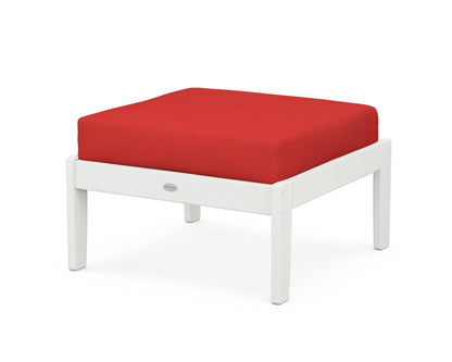 POLYWOOD® Braxton Deep Seating Ottoman in Vintage White / Crimson Linen