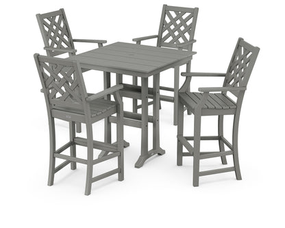 Country Living Wovendale 5-Piece Farmhouse Bar Set with Trestle Legs in Slate Grey