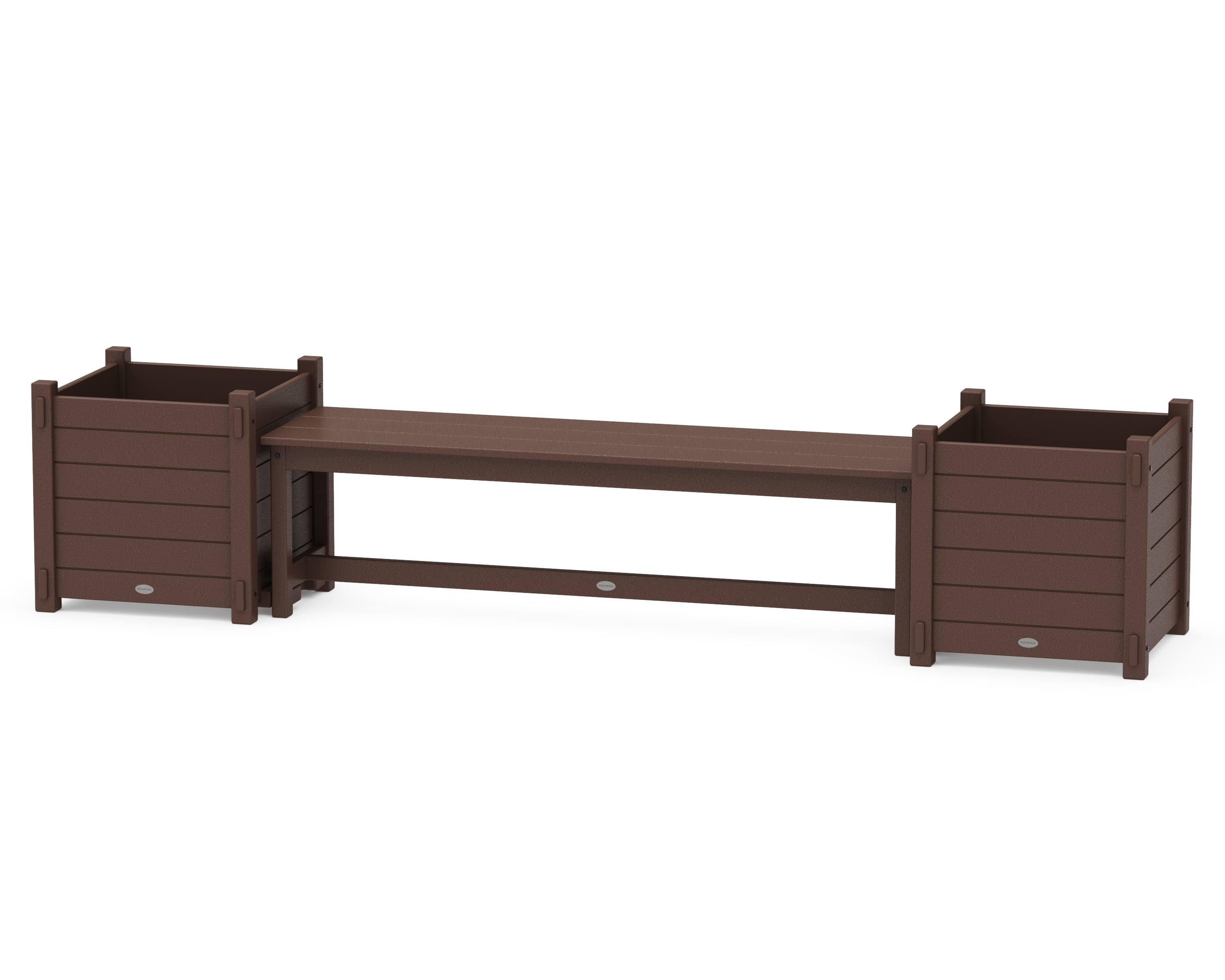 POLYWOOD® 60" Nautical Straight Planter Bench Set - Large in Mahogany