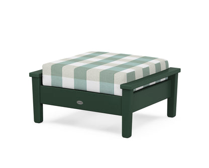 POLYWOOD® Prescott Deep Seating Ottoman in Green / Buffalo Plaid Glacier Spa
