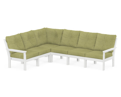 POLYWOOD® Vineyard 6-Piece Sectional in White / Chartreuse Boucle