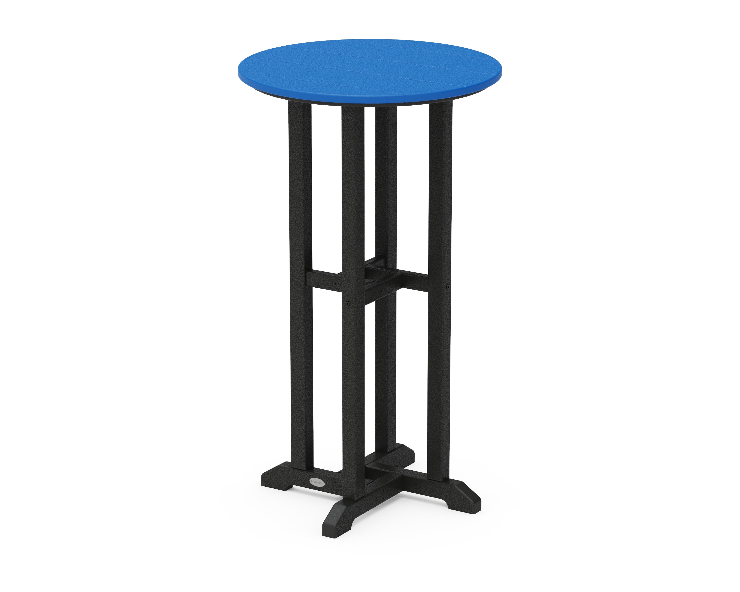 POLYWOOD® Contempo 24" Round Bar Table in Black / Pacific Blue