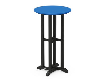 POLYWOOD® Contempo 24" Round Bar Table in Black / Pacific Blue