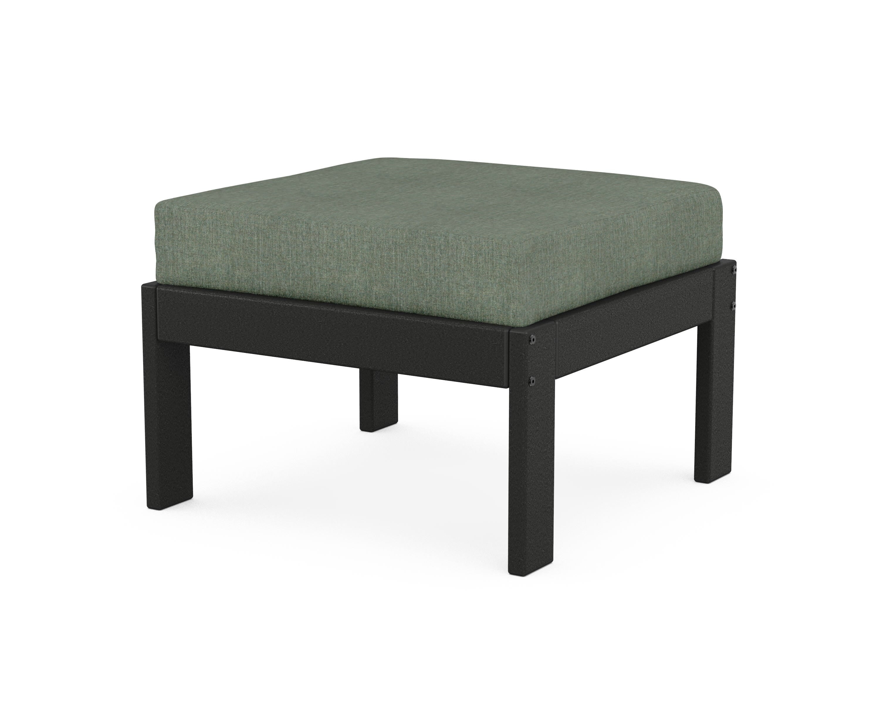 POLYWOOD® Vineyard Modular Ottoman in Black / Cast Sage