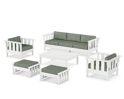 Martha Stewart by POLYWOOD® Acadia 6-Piece Lounge Sofa Set in White / Cast Sage