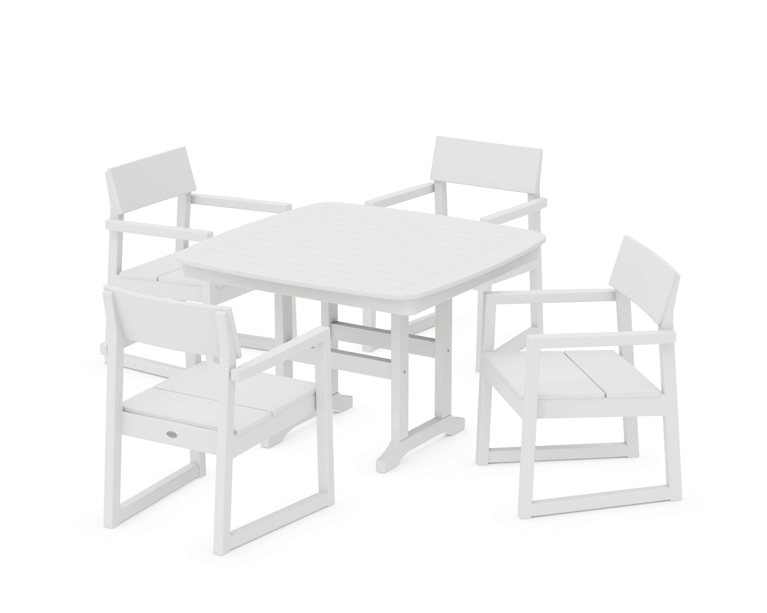 POLYWOOD® EDGE 5-Piece Dining Set with Trestle Legs in White
