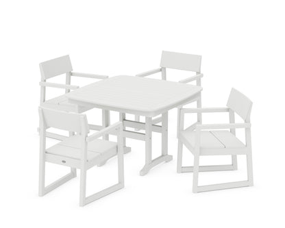 POLYWOOD® EDGE 5-Piece Dining Set with Trestle Legs in White