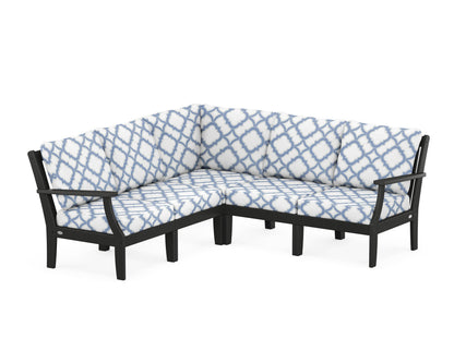 POLYWOOD® Braxton Modular 5-Piece Deep Seating Set in Black / Trellis Sky Blue