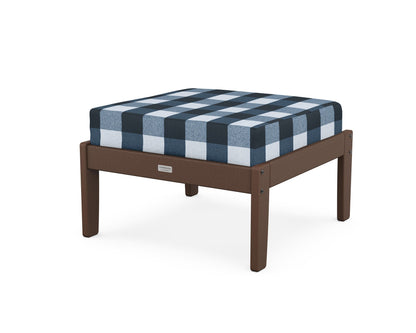 Country Living Cottage Deep Seating Ottoman in Mahogany / Buffalo Plaid Marine Indigo