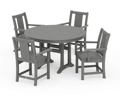POLYWOOD® Prairie 5-Piece Round Dining Set with Trestle Legs in Slate Grey