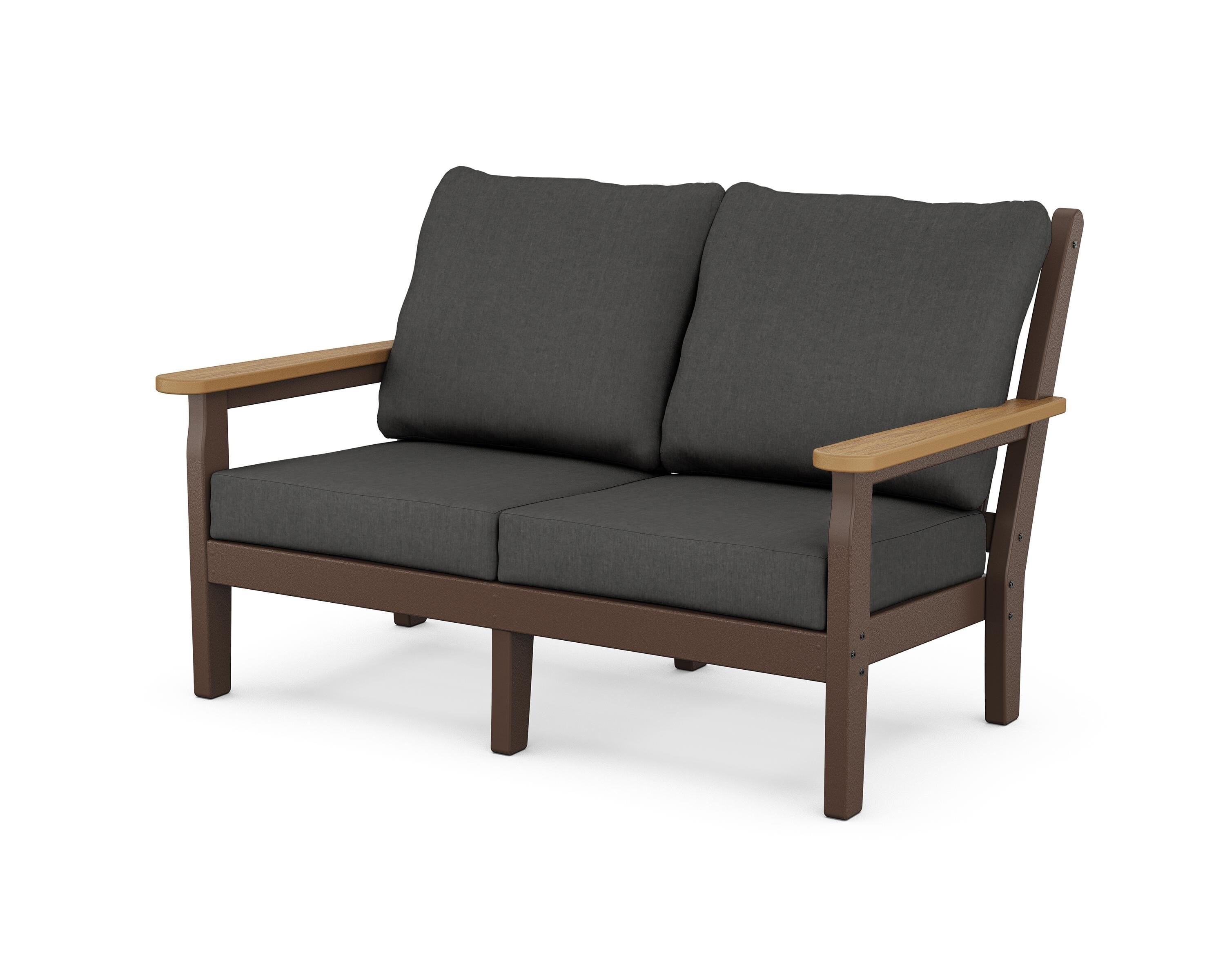 POLYWOOD® Chippendale Deep Seating Loveseat in Mahogany / Natural / Spectrum Carbon