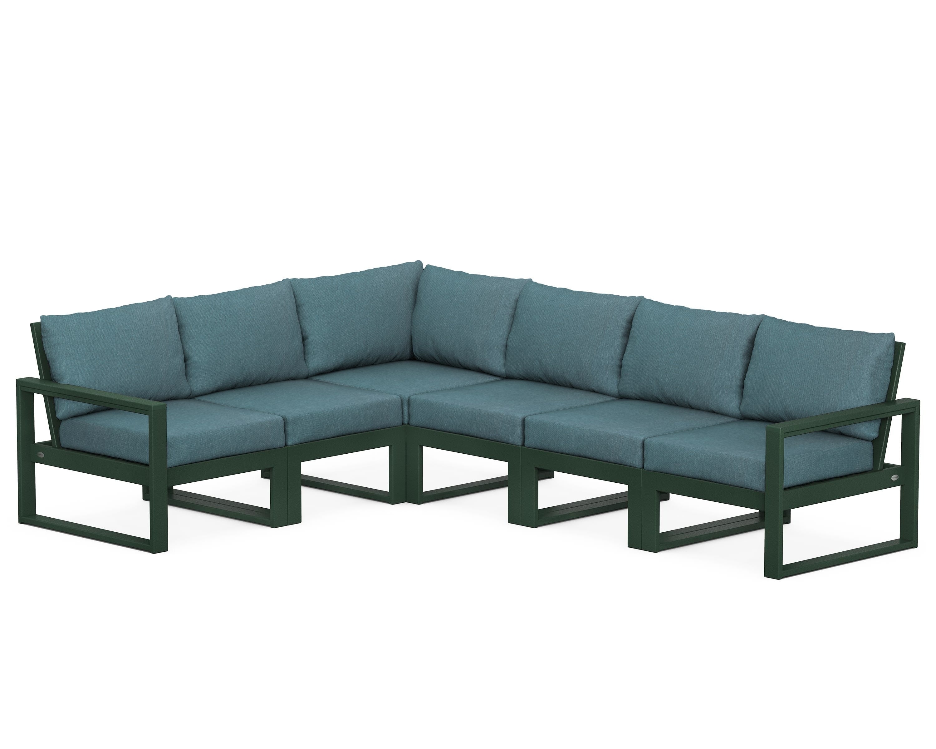 POLYWOOD® EDGE 6-Piece Modular Deep Seating Set in Green / Ocean Teal