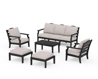 Draper James™ by  POLYWOOD® Savannah 6-Piece Lounge Sofa Set in Black / Dune Burlap