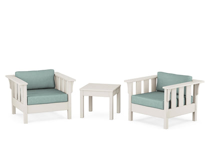 Martha Stewart by POLYWOOD® Acadia 3-Piece Deep Seating Set in Sand / Glacier Spa