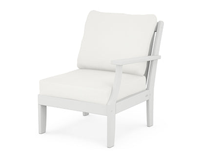 POLYWOOD® Braxton Modular Right Arm Chair in White / Natural Linen