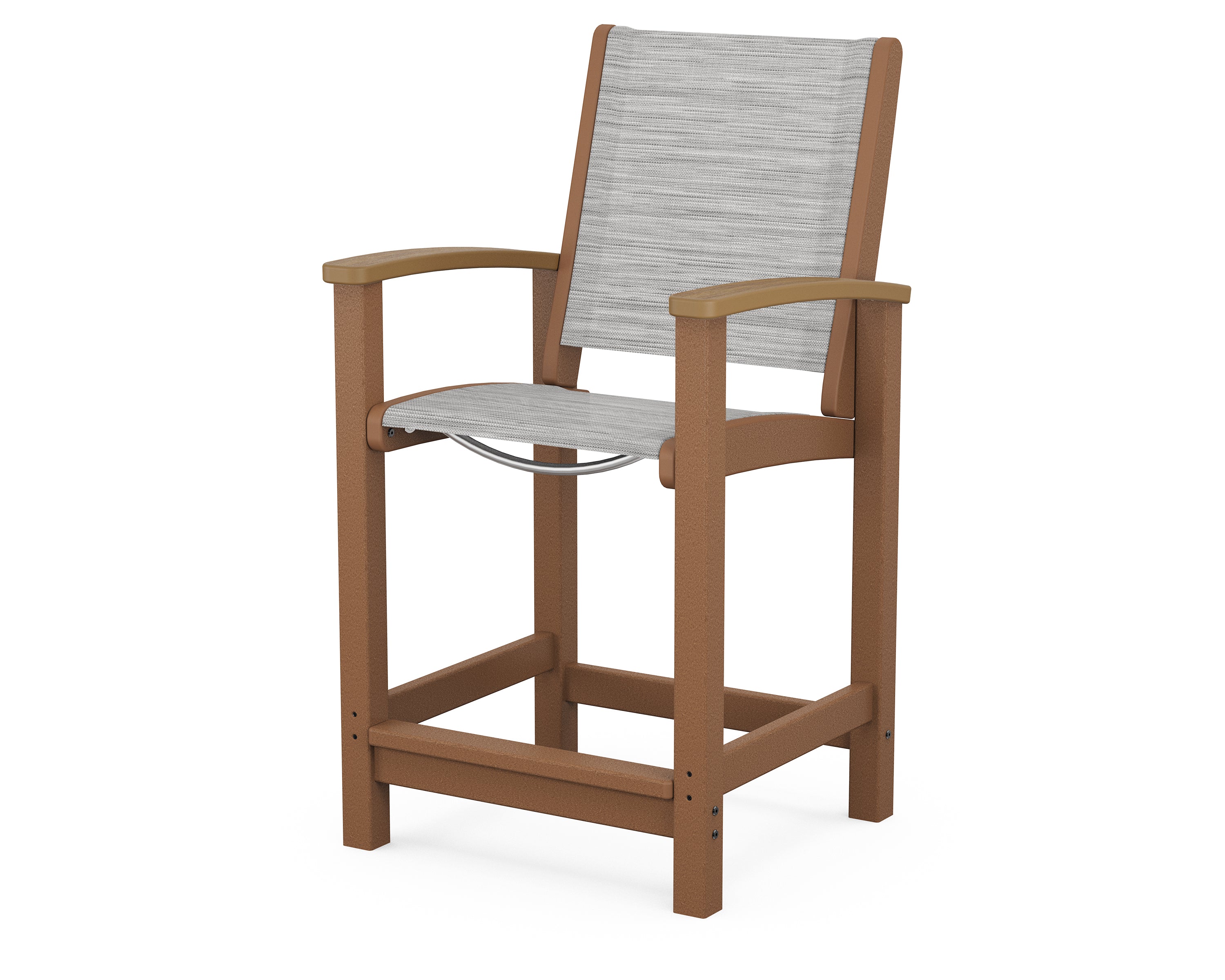 POLYWOOD® Coastal Counter Chair in Teak / Natural / Metallic Sling