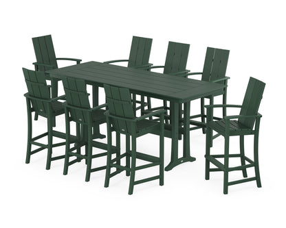 POLYWOOD® Modern Adirondack 9-Piece Farmhouse Bar Set with Trestle Legs in Green
