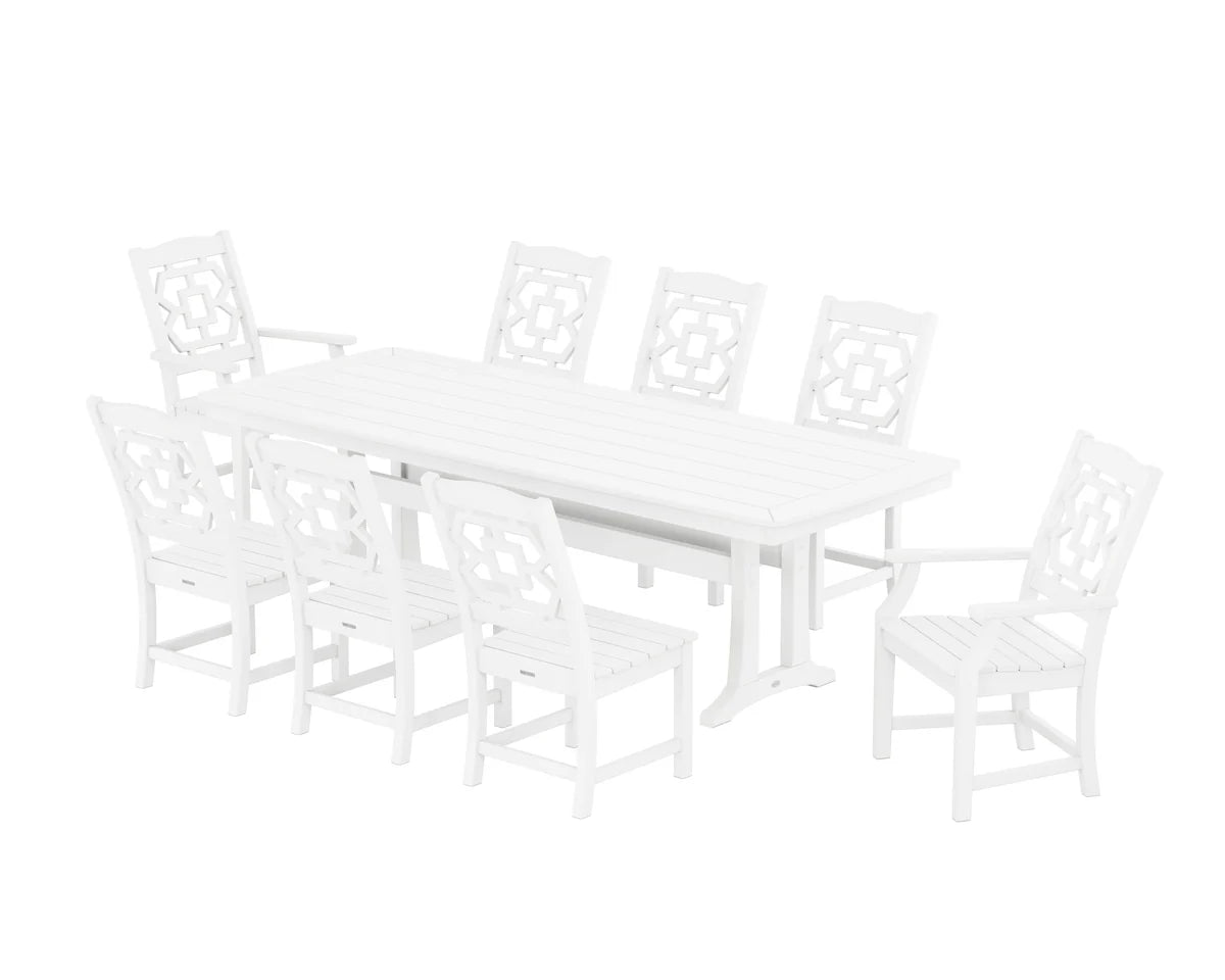Chinoiserie 9-Piece Dining Set with Trestle Legs