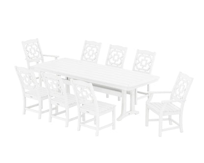 Chinoiserie 9-Piece Dining Set with Trestle Legs