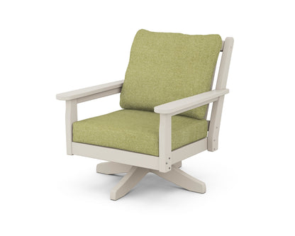 POLYWOOD® Chippendale Deep Seating Swivel Chair in Sand / Chartreuse Boucle