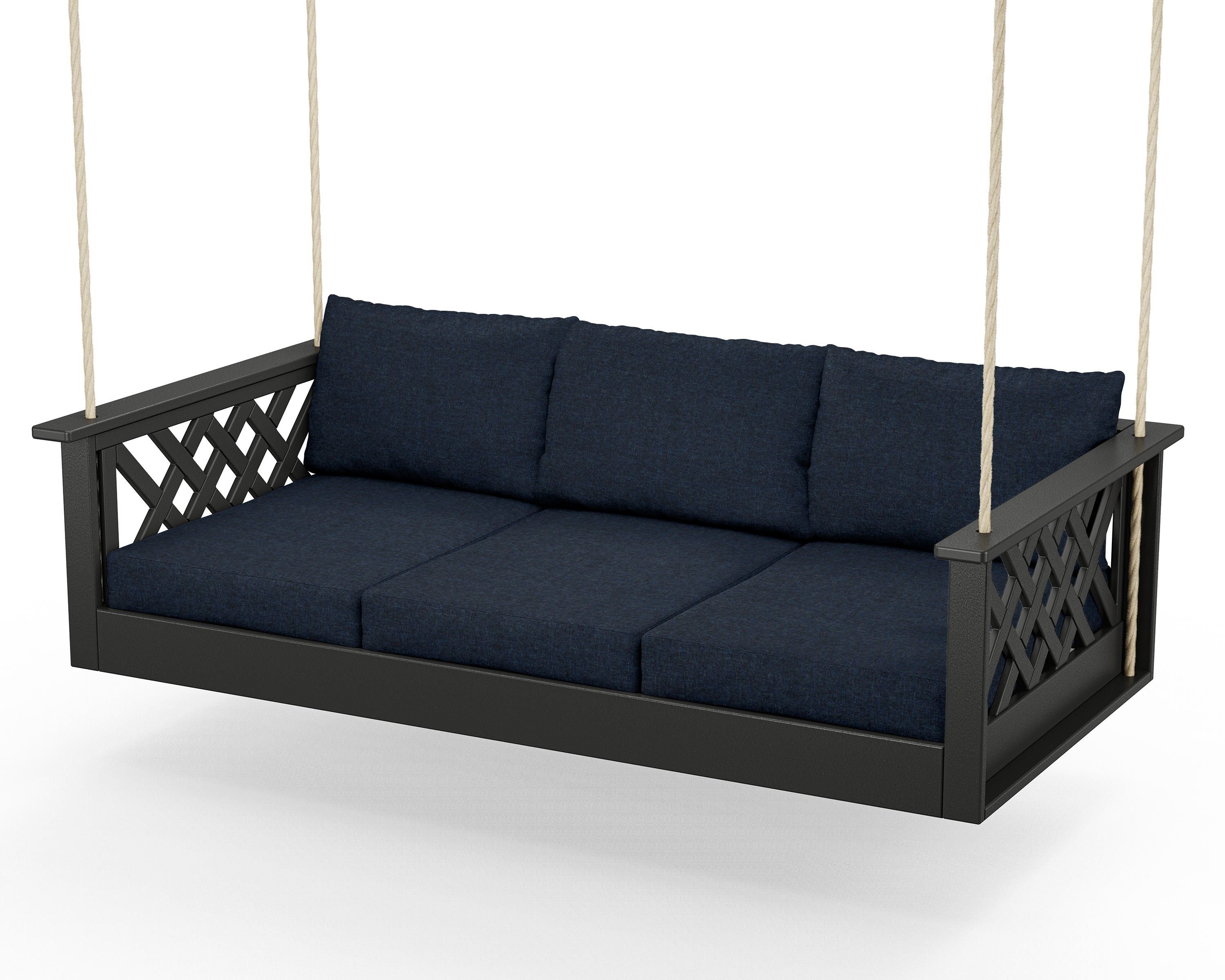 Country Living Wovendale Daybed Swing in Black / Marine Indigo