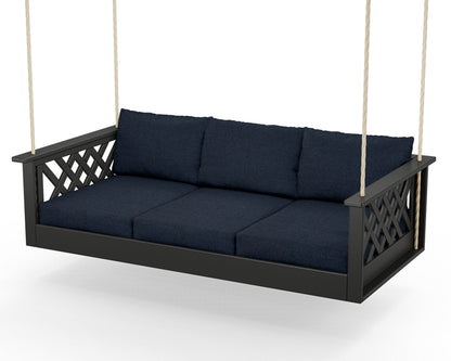 Country Living Wovendale Daybed Swing in Black / Marine Indigo