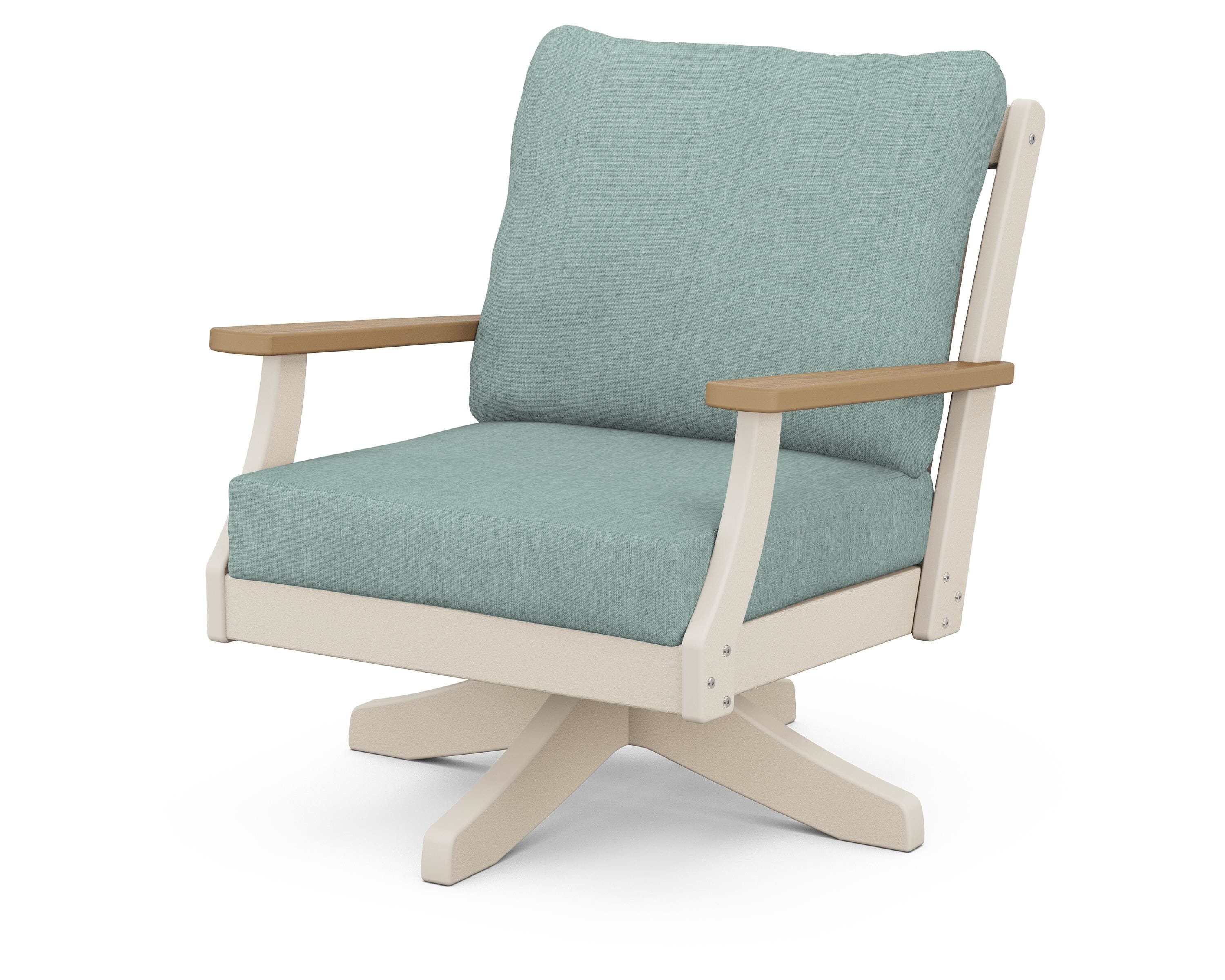 POLYWOOD® Braxton Deep Seating Swivel Chair in Sand / Natural / Glacier Spa