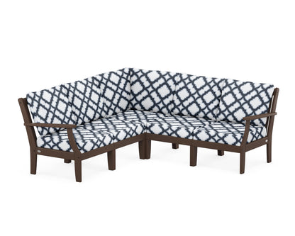POLYWOOD® Braxton Modular 5-Piece Deep Seating Set in Mahogany / Trellis Marine Indigo