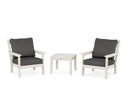 POLYWOOD® Chippendale 3-Piece Deep Seating Set in Sand / Spectrum Carbon