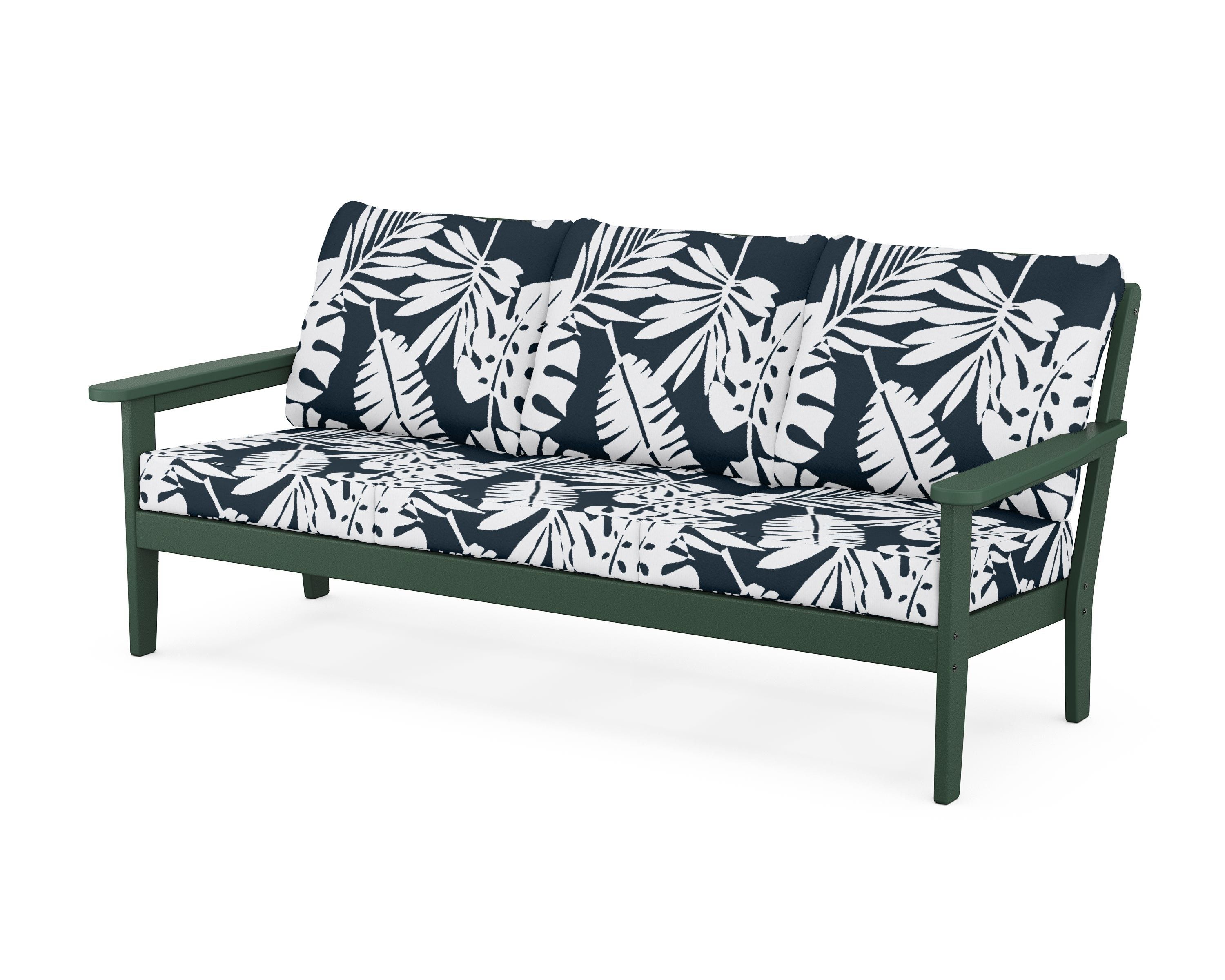 Country Living Cottage Deep Seating Sofa in Green / Leaf Marine Indigo