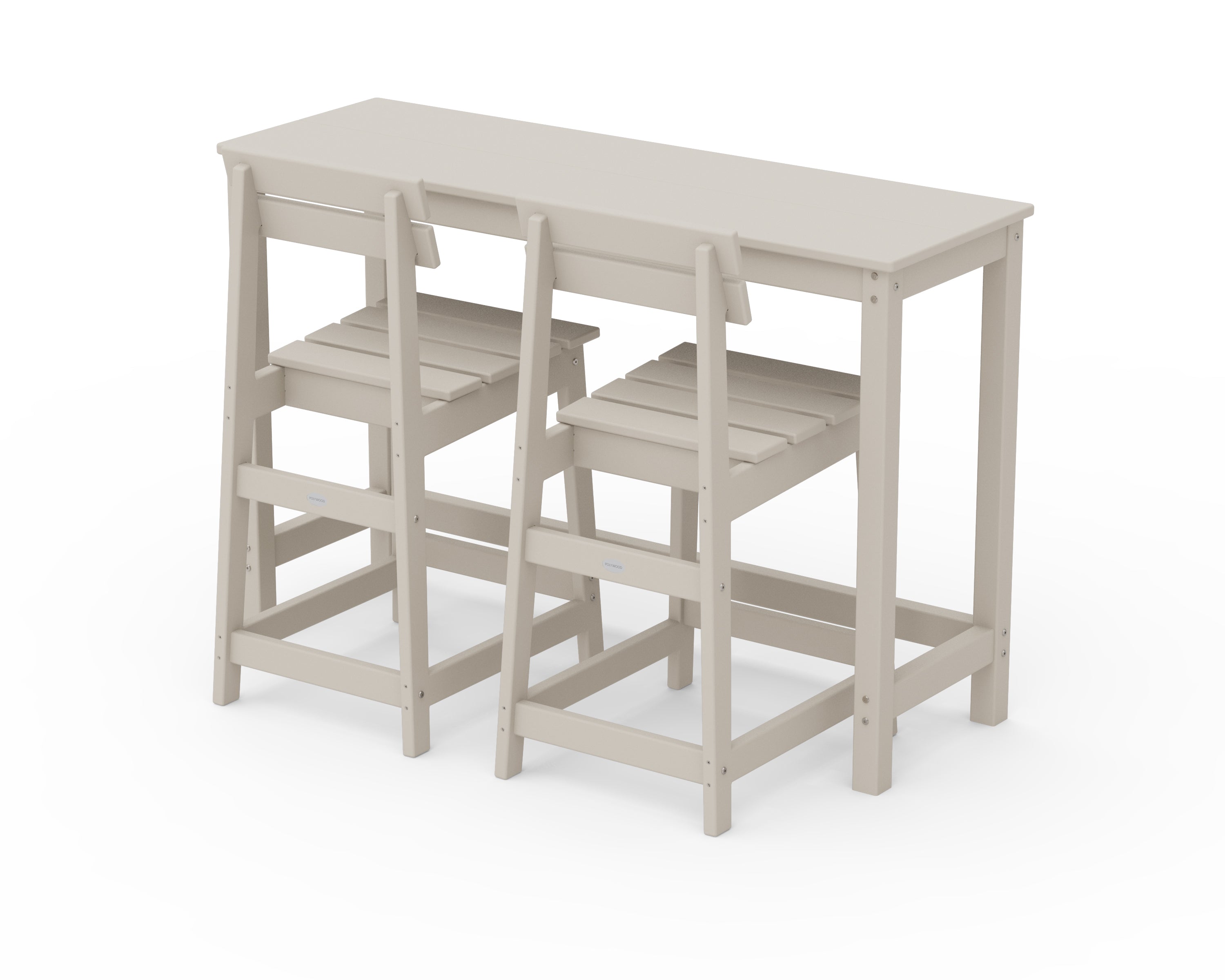 POLYWOOD® Modern Studio Plaza Counter Chair 3-Piece Balcony Set in Sand
