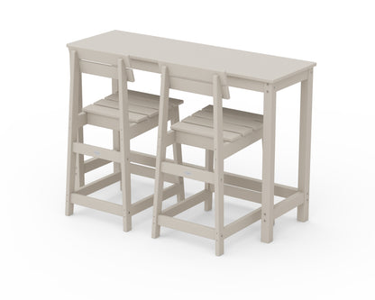 POLYWOOD® Modern Studio Plaza Counter Chair 3-Piece Balcony Set in Sand