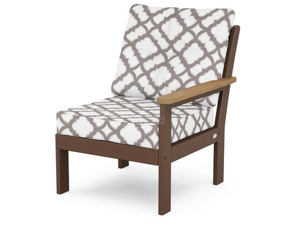 POLYWOOD® Vineyard Modular Right Arm Chair in Mahogany / Natural / Trellis Grey Mist