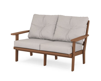 POLYWOOD® Prairie Deep Seating Loveseat in Teak / Dune Burlap