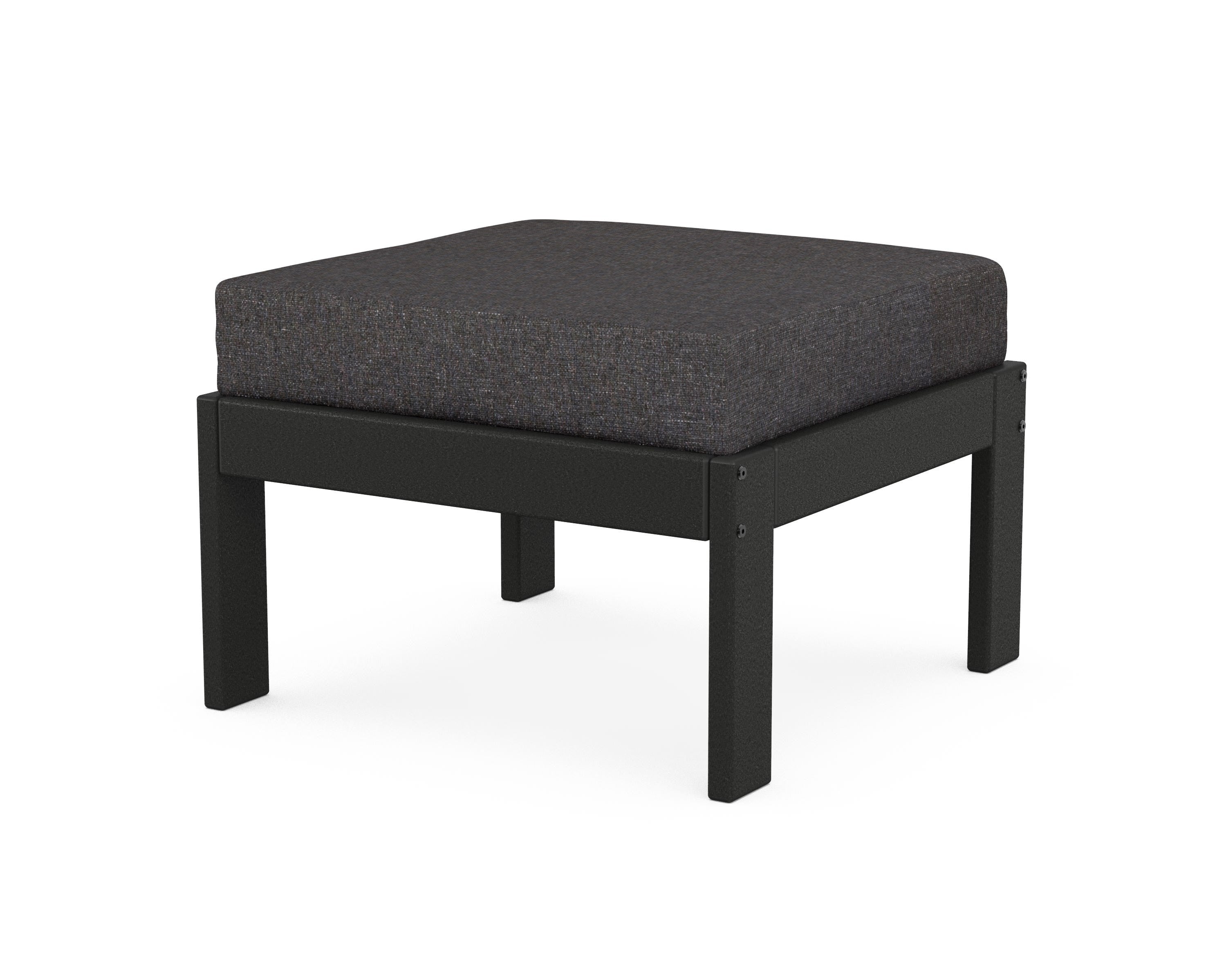 POLYWOOD® Vineyard Modular Ottoman in Black / Ash Charcoal