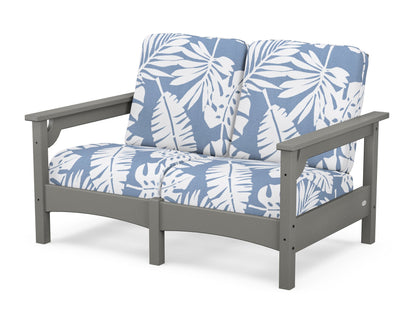 POLYWOOD® Club Loveseat in Slate Grey / Leaf Sky Blue