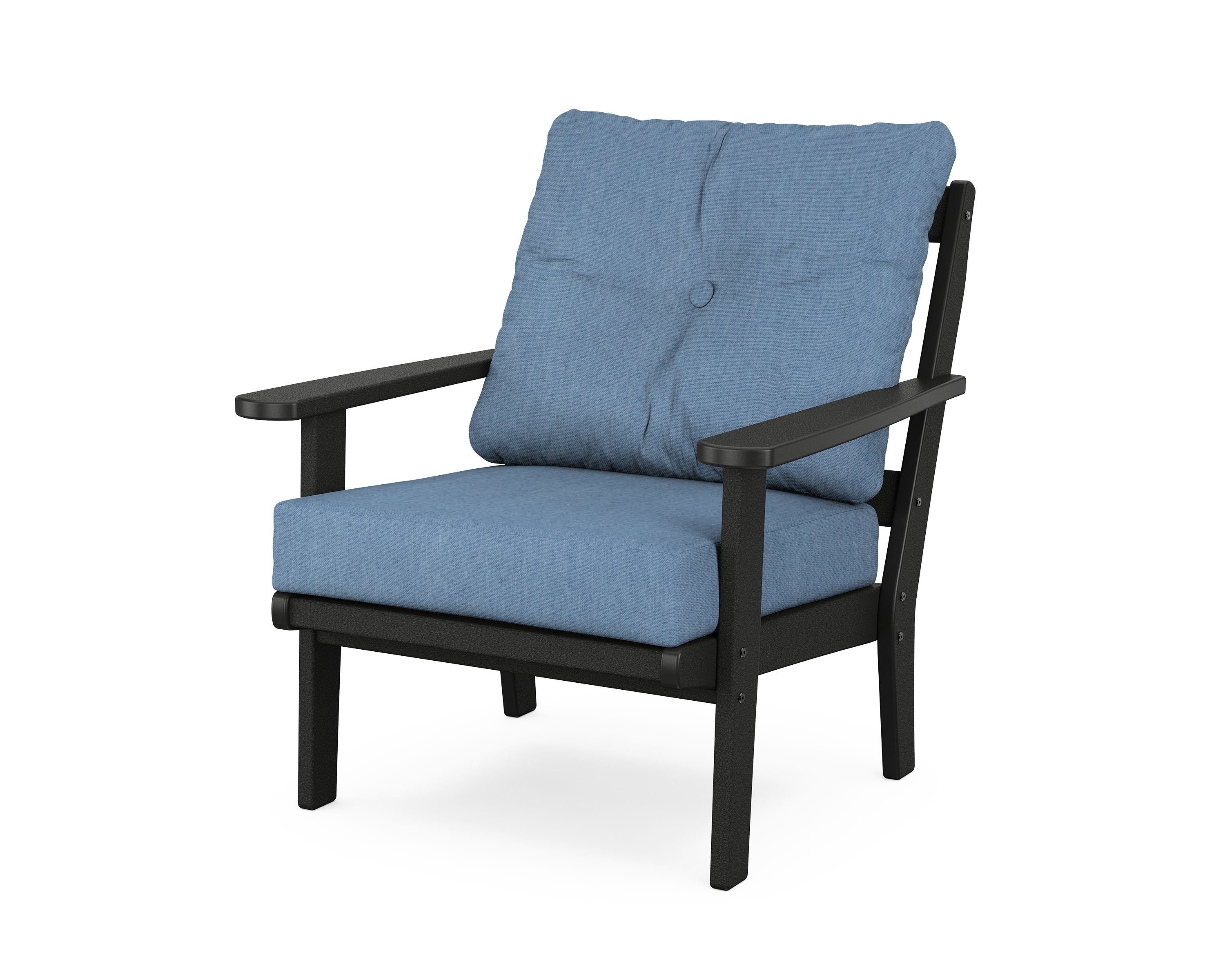 POLYWOOD® Mission Deep Seating Chair in Black / Sky Blue