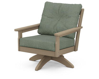 POLYWOOD® Vineyard Deep Seating Swivel Chair in Vintage Sahara / Cast Sage