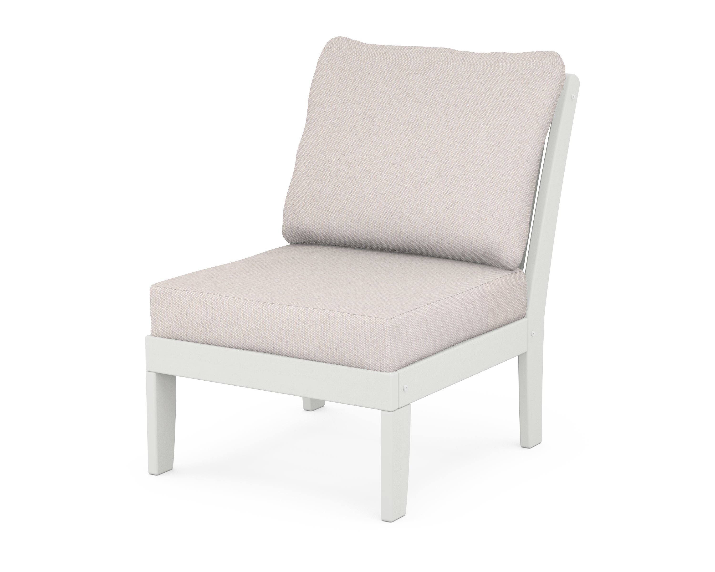 POLYWOOD® Braxton Modular Armless Chair in Vintage White / Dune Burlap