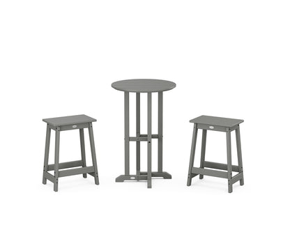 POLYWOOD® Modern Studio Counter Stool 3-Piece Bistro Set in Slate Grey