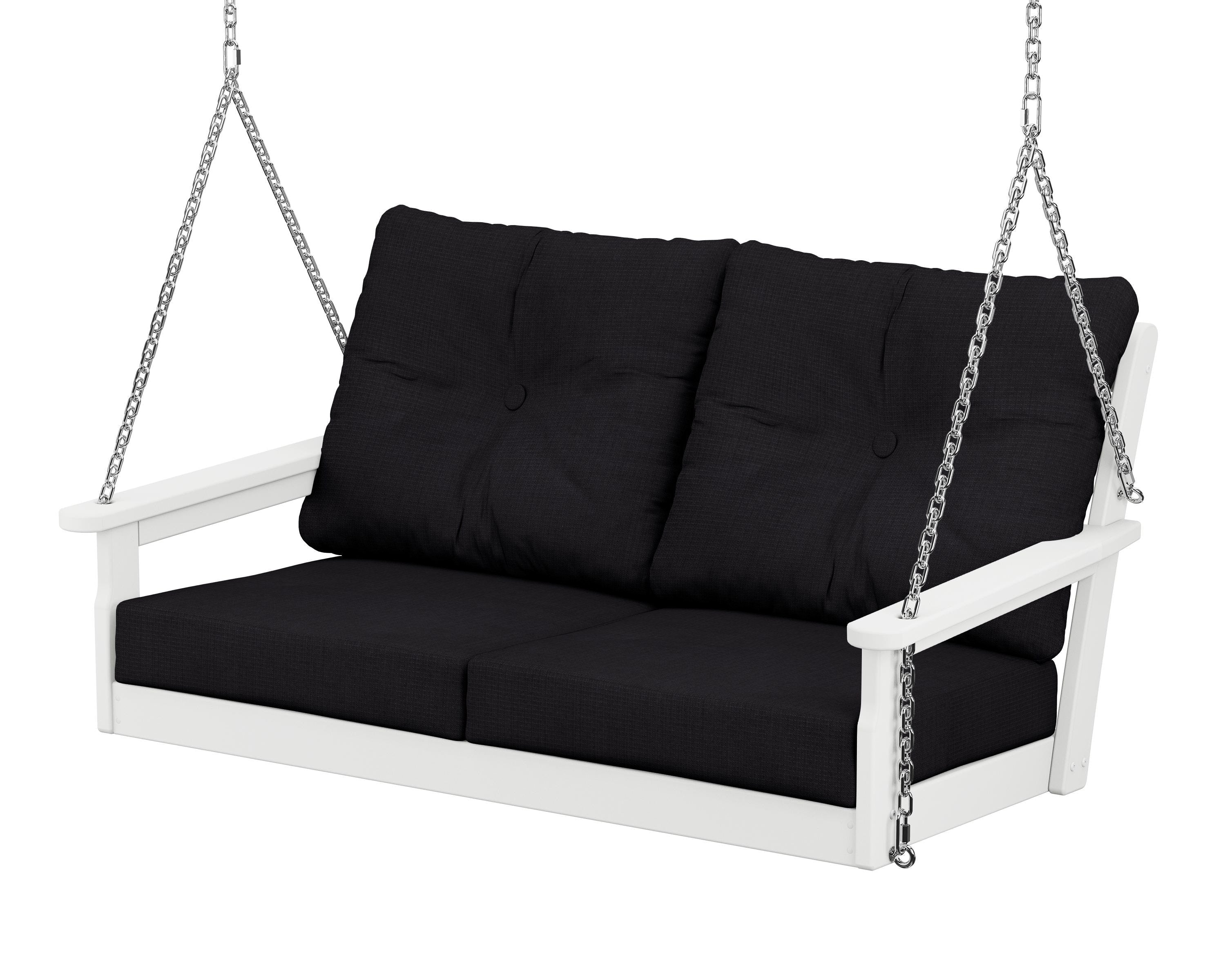 POLYWOOD® Vineyard Deep Seating Swing in White / Midnight Linen