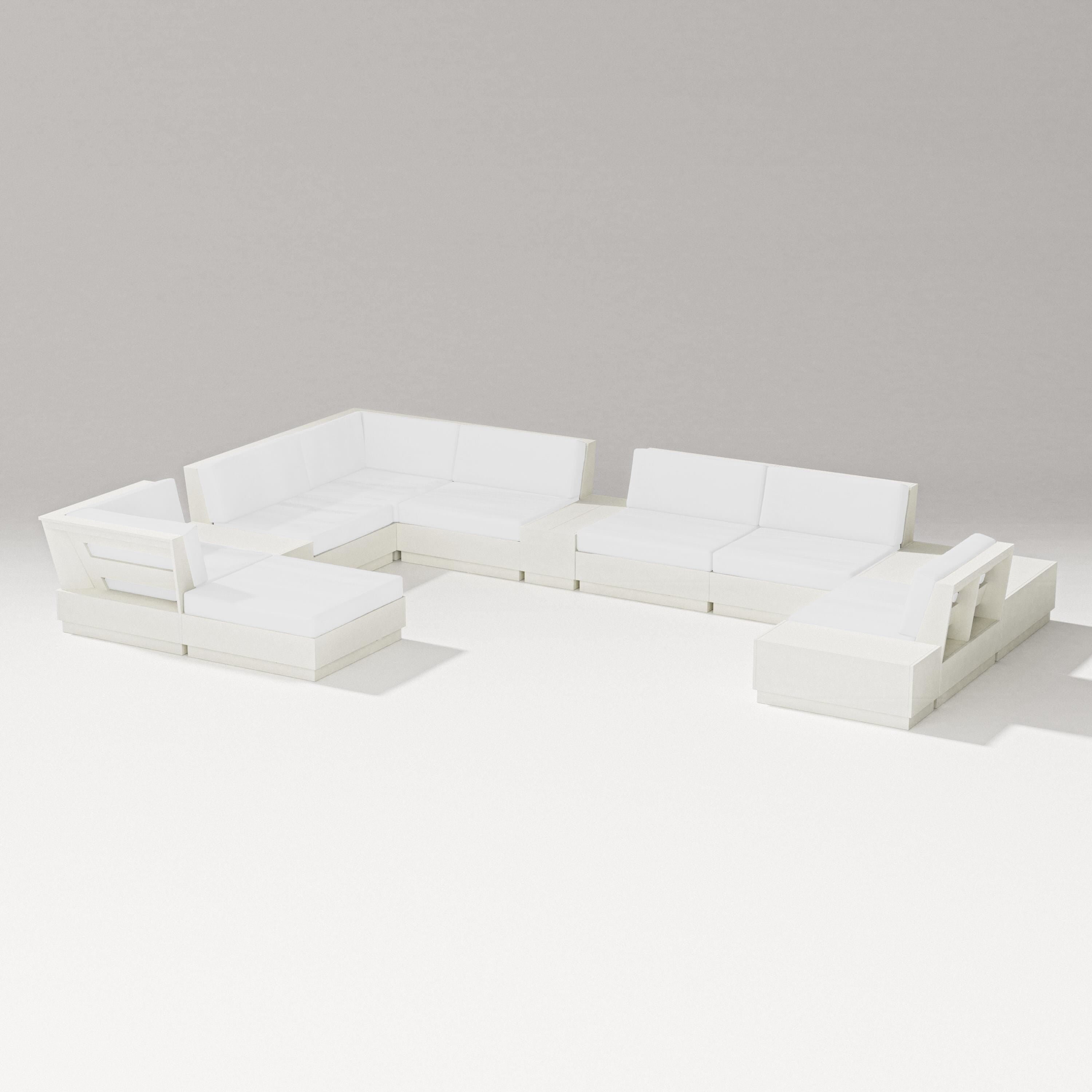 PW Designer Series Elevate 12-Piece Conversation Sectional Set in Vintage White / Natural