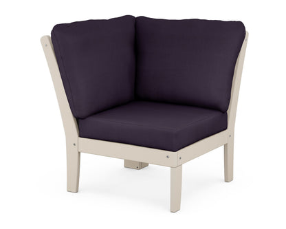 POLYWOOD® Braxton Modular Corner Chair in Sand / Navy Linen