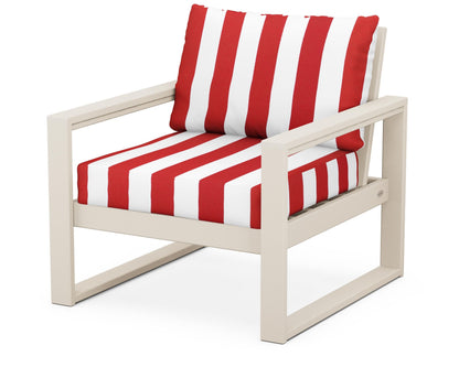 POLYWOOD® EDGE Club Chair in Sand / Cabana Stripe Crimson
