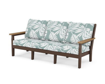 POLYWOOD® Chippendale Deep Seating Sofa in Mahogany / Natural / Leaf Glacier Spa